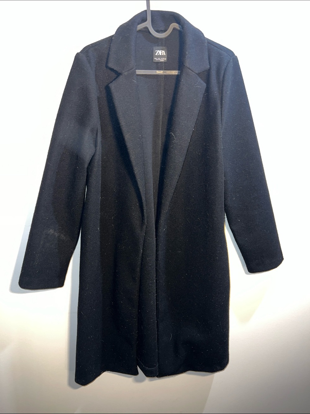 Zara Black Long Open-Front Trench Coat